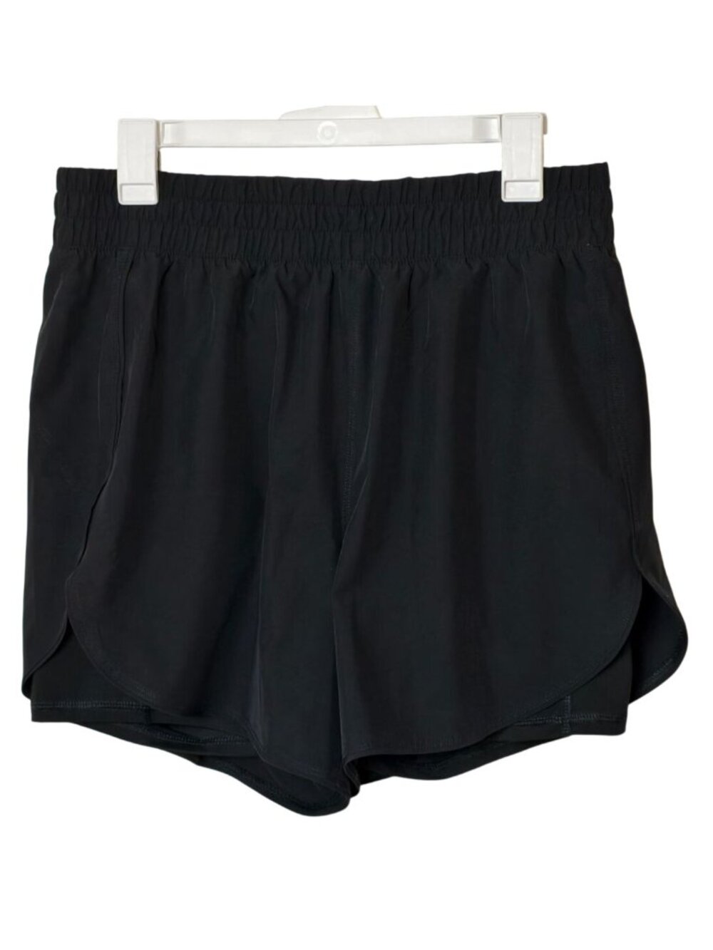 Avia Womens L Athletic Running Shorts 2-in-1 Black Elastic Sporty Activewear